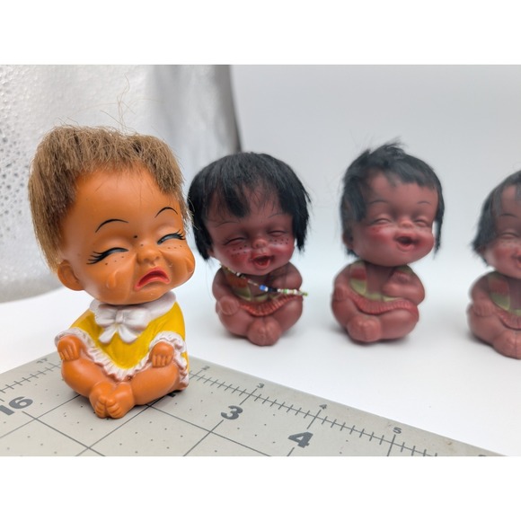 Vintage Moody Cutie Dolls Lot Of 9 Vinyl Crying Laughing Freckles